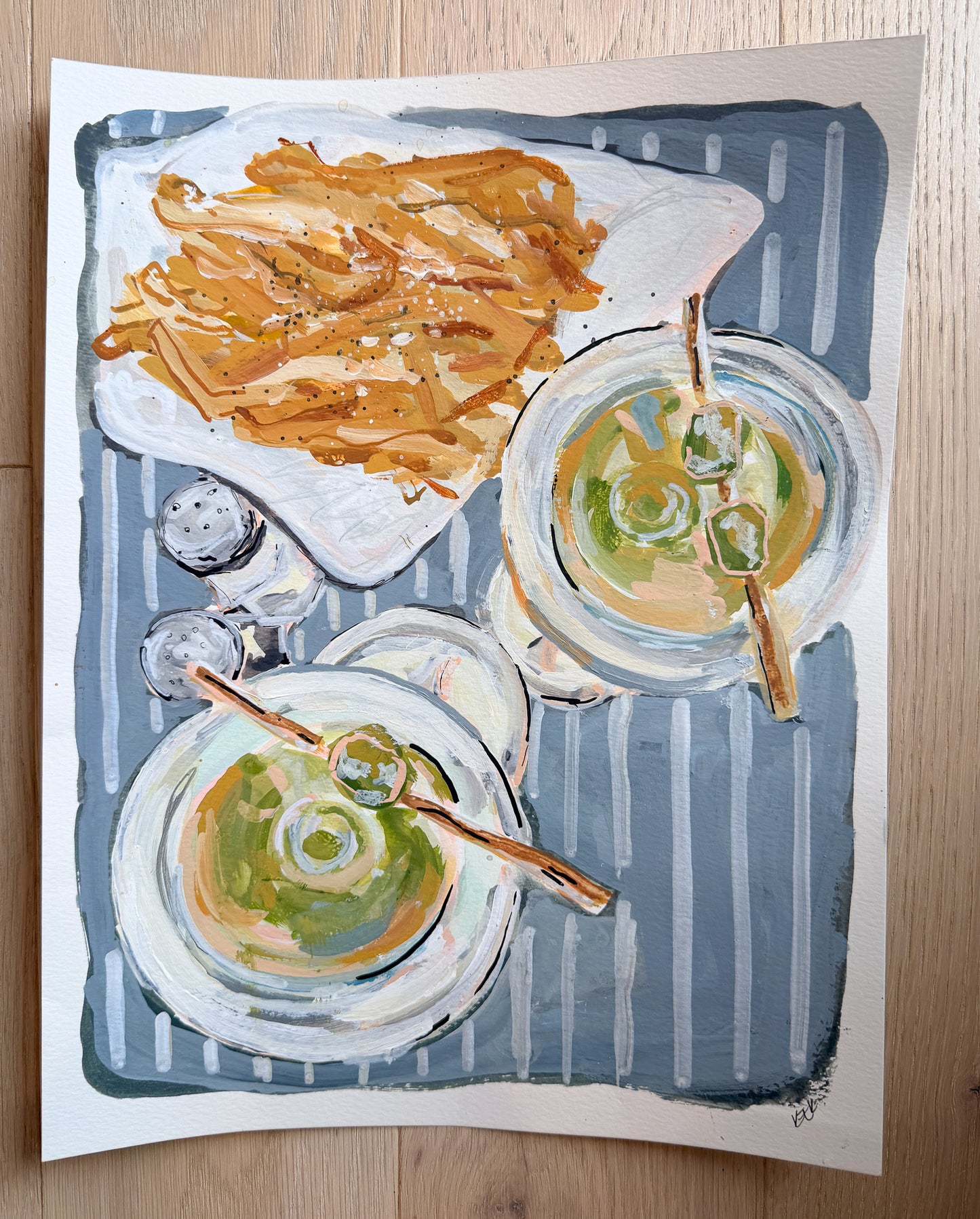 Martinis & Fries Original Painting