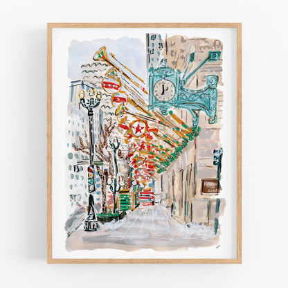 Christmas in Chicago, State Street Print