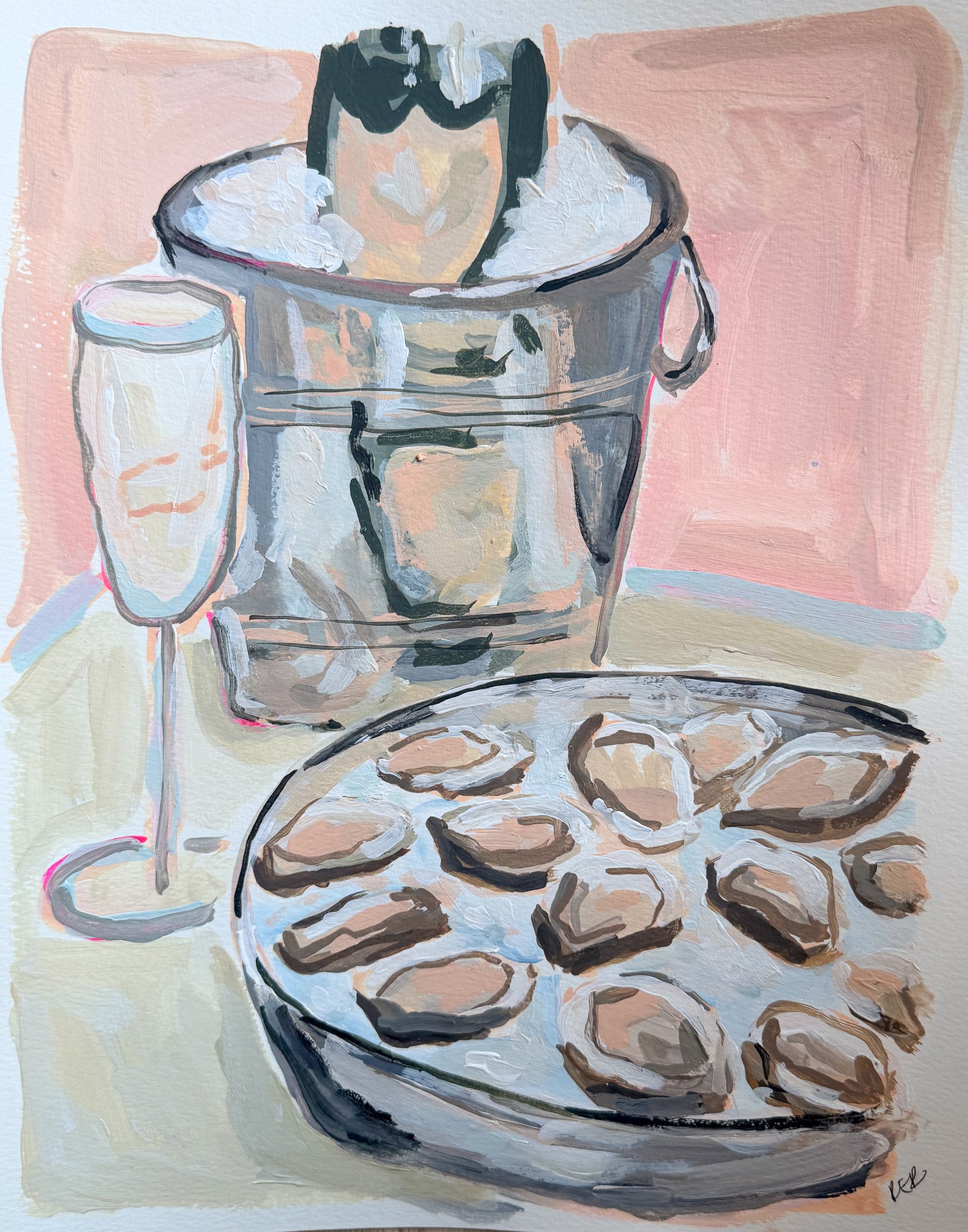 Champagne & Oysters Original Painting