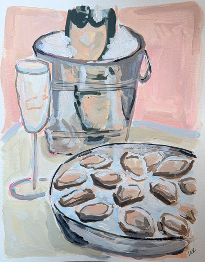 Champagne & Oysters Original Painting