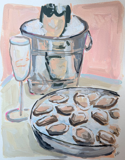Champagne & Oysters Original Painting