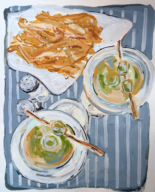 Martinis & Fries Original Painting