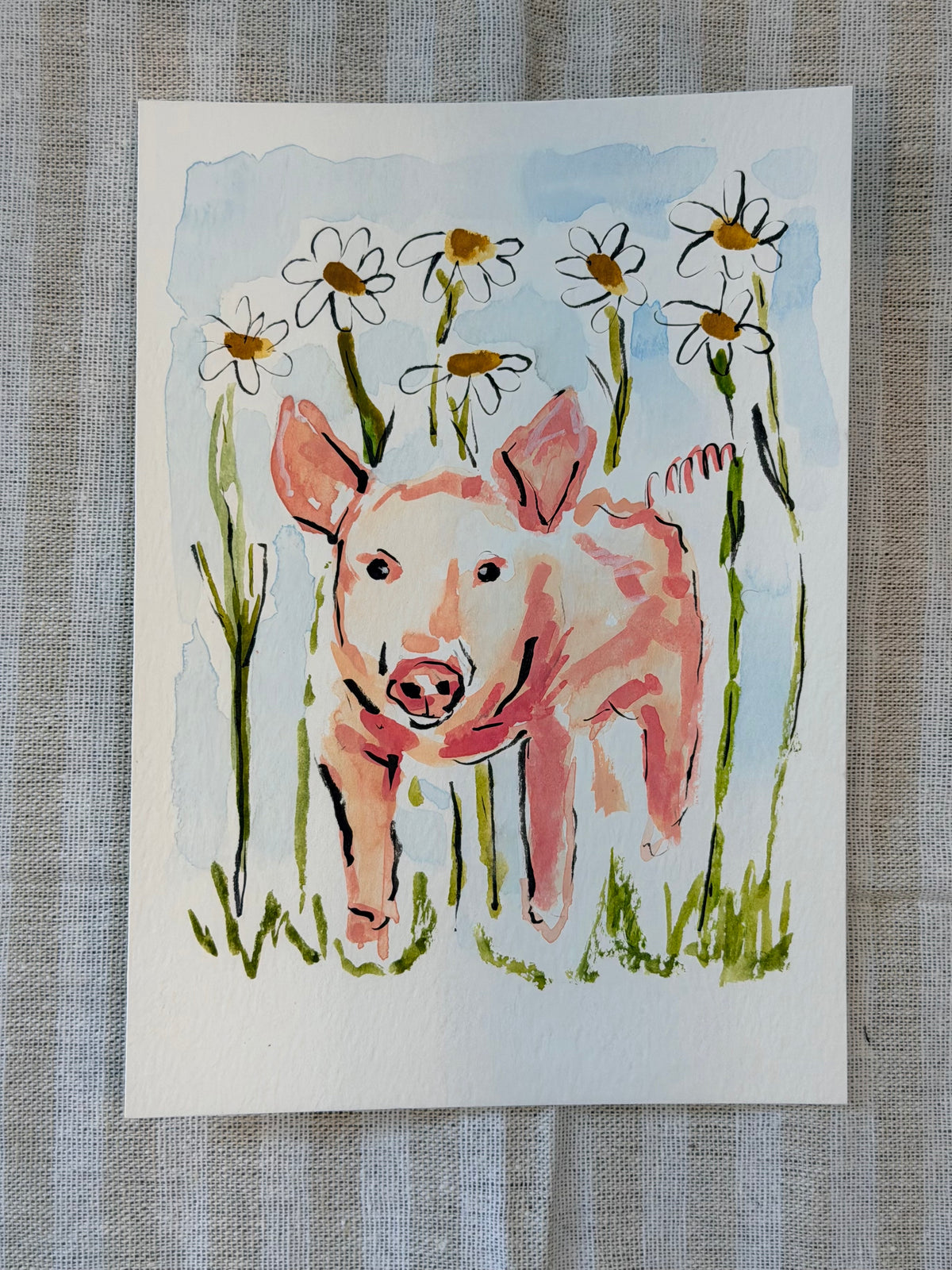 Piglet in the Daisies