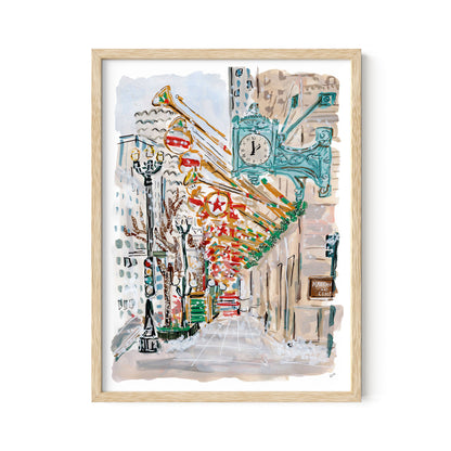 Christmas in Chicago, State Street Print