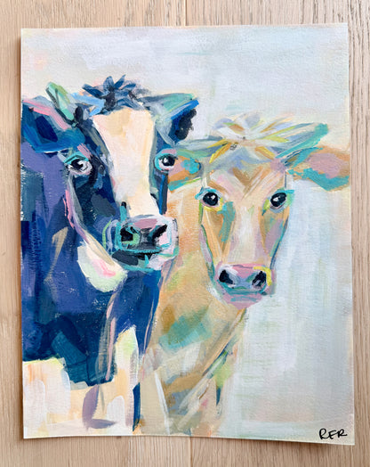 Two Cows Original Painting